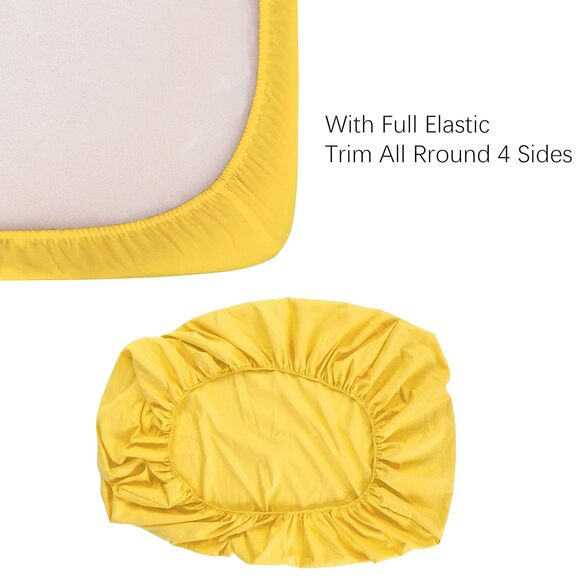 NTBAY 2-Pk Satin Fitted Crib Sheet, 28x52x8 Crib Sheet for Standard Crib, Yellow - Picture 2 of 5